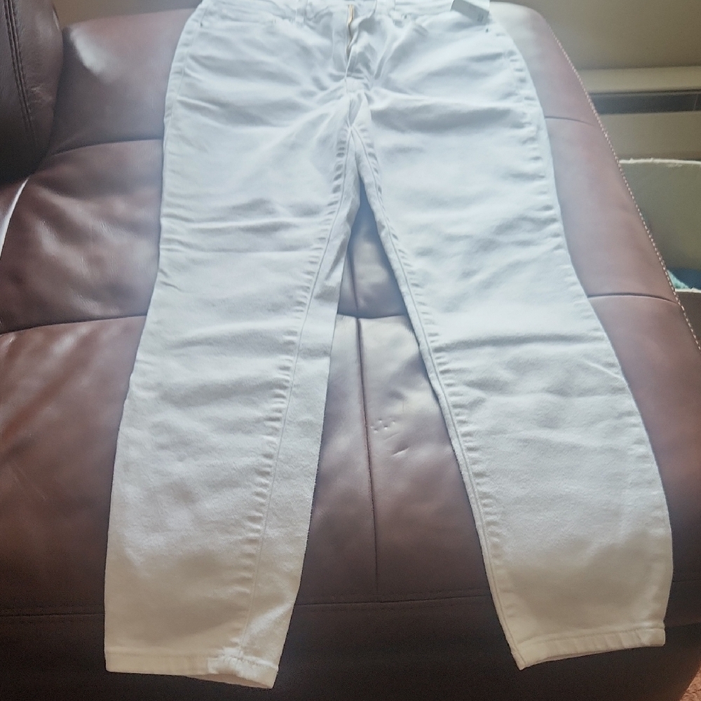New Good American White Straight Leg Jeans
